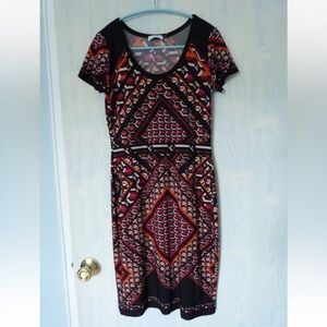 CALVIN KLEIN Multicolor Bodycontour Cocktail Party Dress Sz 4, scoop neck